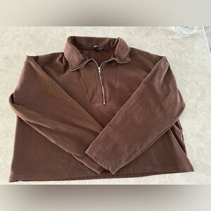 Super Soft Half-Zip Brown Sweatshirt